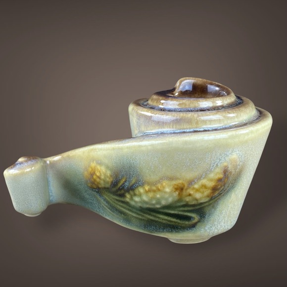 Hull Parchment and Pine Vintage Sculptural Candle Holder Set Early 1950s